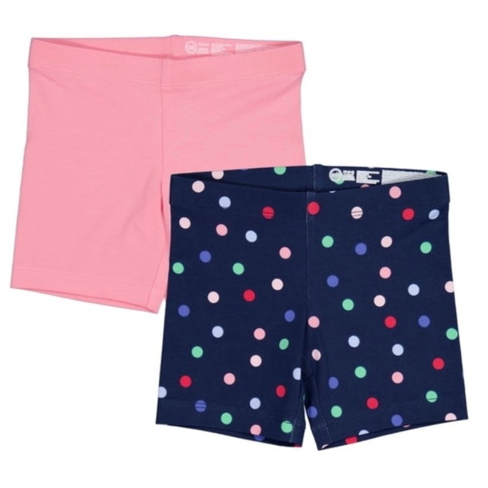 Wonder Nation Girls 2 Pack Bike Shorts Navy Polka Dot Peach Pink Size M 8
